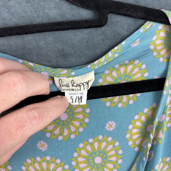 NATURAL LIFE 100% Cotton Blue and Yellow Floral Blouse Sz S/M - Picture 3 of 8